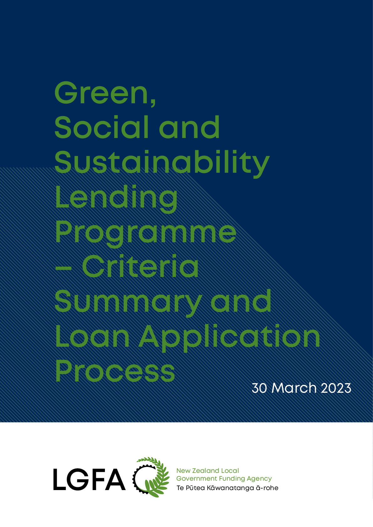 LGFA Green Social and Sustainability (GSS) Lending Program - Criteria Summary 30032023