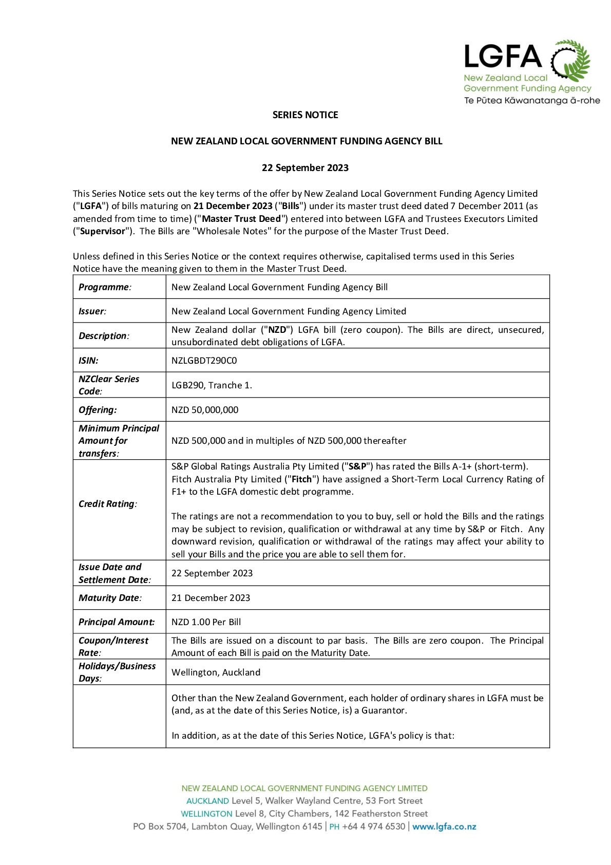 LGFA Bills Series Notice - 21 December 2023 PP