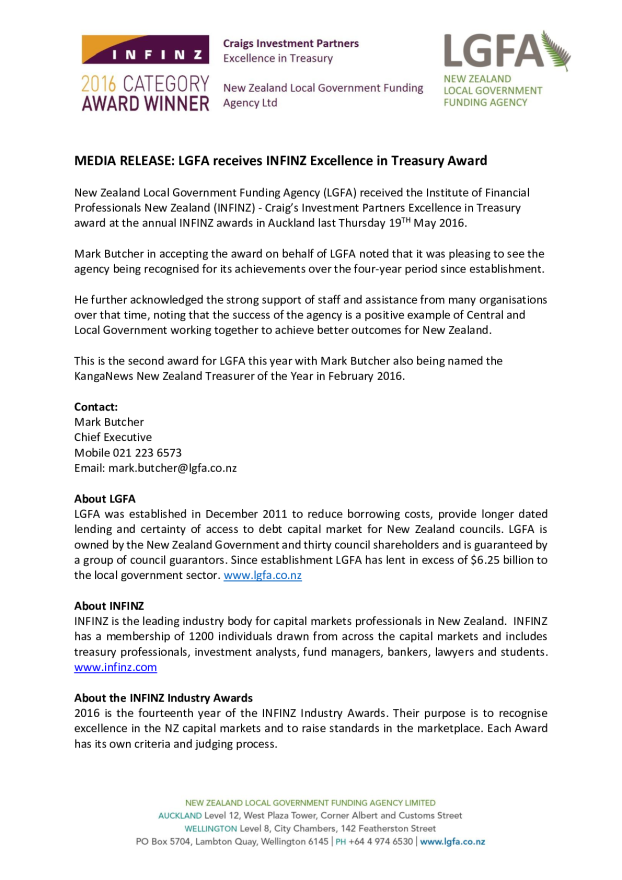 Media Release - LGFA wins INFINZ Excellence in Treasury Award - May 2016.pdf