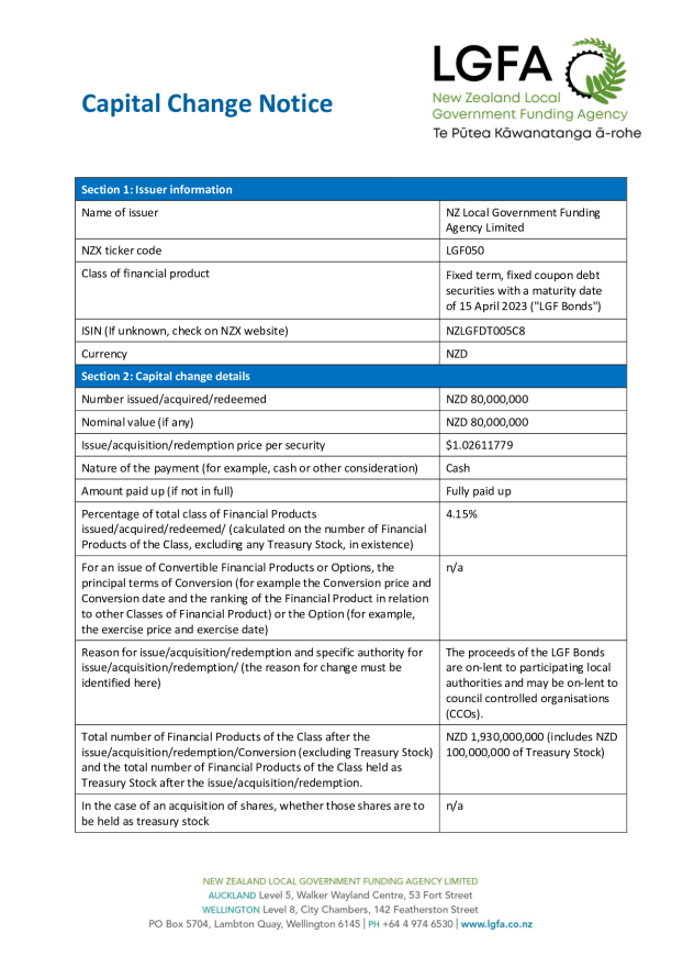 NZX Capital Change Notice 15 April 2023 - Tender 89.pdf