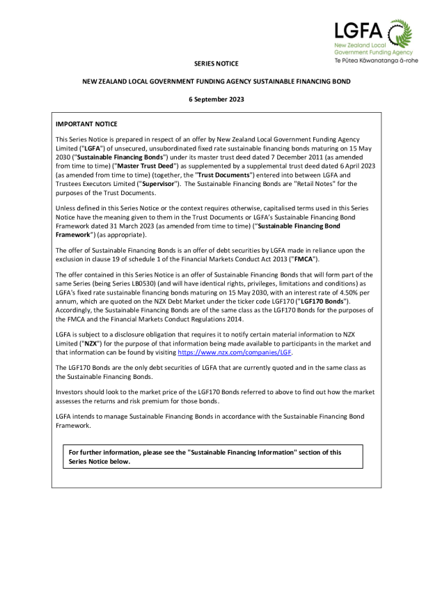 Final Bond Series Notice 2030 SFBs - LGFA September 2023 Bond Syndication v.4.pdf