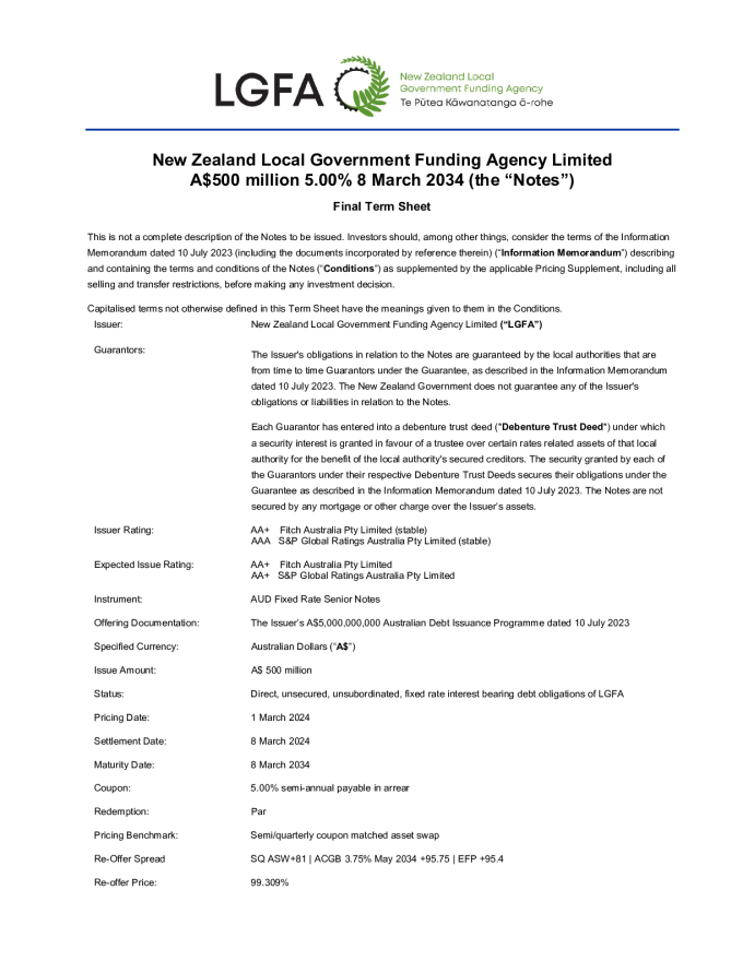 LGFA A$ 10yr Final Investor Termsheet.pdf