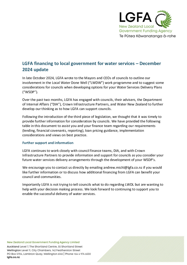 LGFA Lending to Water CCO December 2024 Update.pdf